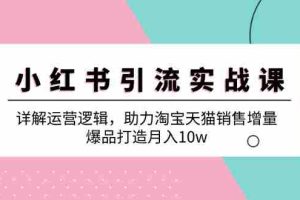 （12809期）小红书引流实战课：详解运营逻辑，助力淘宝天猫销售增量，爆品打造月入10w