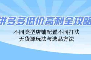 （12897期）拼多多低价高利全攻略：不同类型店铺配置不同打法，无货源玩法与选品方法