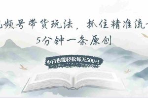 （13492期）视频号带货玩法，抓住精准流量，5分钟一条原创，小白也能轻松每天500+！