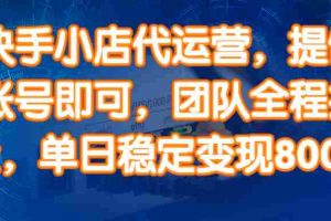 14336期）快手小店代运营，提供账号即可，团队全程操盘，单日稳定变现800＋