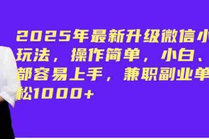 （14367期）2025年最新升级微信小程序玩法，操作简单，小白、宝妈都容易上手，兼职副业单日轻松1000+