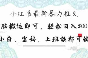 （14251期）小红书暴力推文，小白宝妈均可做，日入300＋