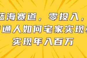 （14700期）新蓝海赛道，零投入，一个普通人如何宅家办公实现年入百万